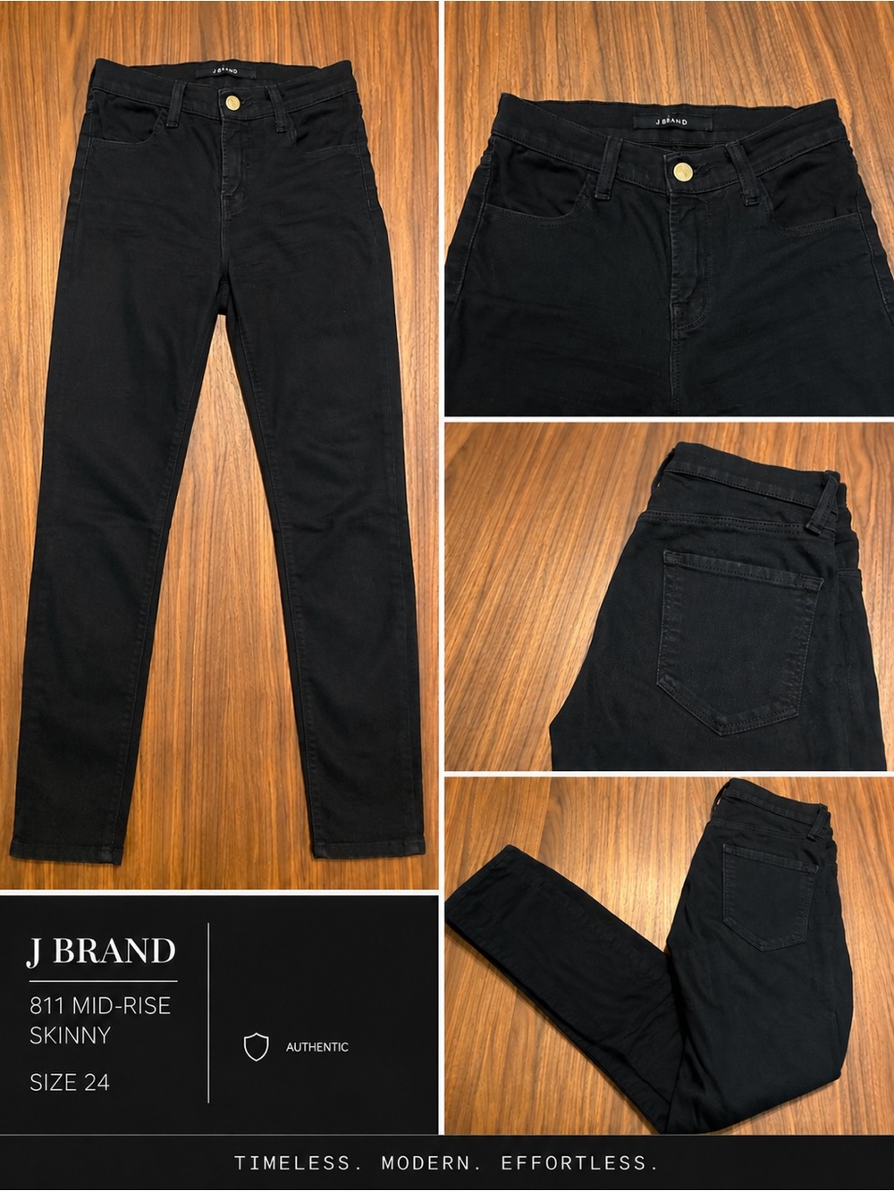 J Brand Black Skinny Jeans - Mid-Rise Slim Fit